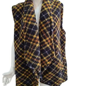 ❄️ Harlow & Rose Woman Size 1X Super Soft Plaid Faux Sherpa Vest